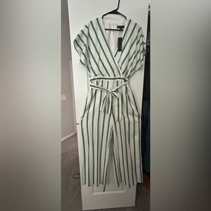 Banana Republic Ivory and Forest Green Striped Dress